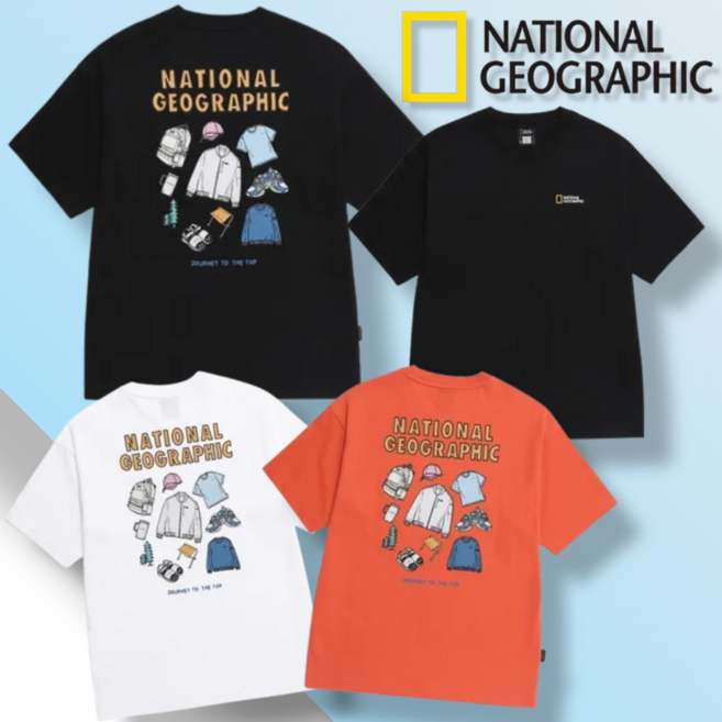 국내매장정품 내셔널지오그래픽 반팔티 NATIONAL 남녀공용 반팔 티셔츠 데일리 캐주얼 티셔츠 남성 반팔티 빅사이즈 티셔츠 네셔널지오그래픽 티셔츠 캐주얼 반팔 티셔츠 반소매 커플티
