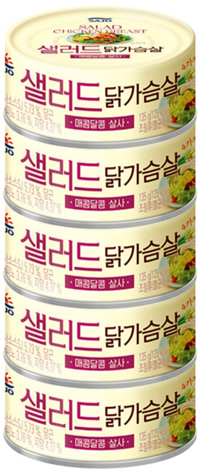 사조 샐러드 닭가슴살(가슴살/국내산), 135g, 5개