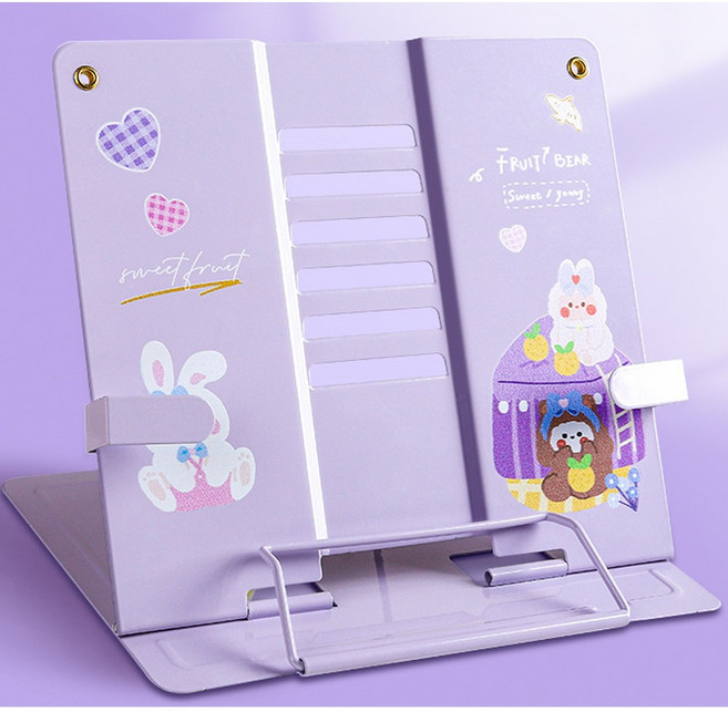 휴대용 독서대 접이식 북스탠드 각도조절, 퍼플