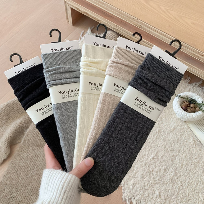 와이와이 클래식 니트패턴 감성무드 데일리톤 포근한착용감 여성 양말 5종 세트 WZ695