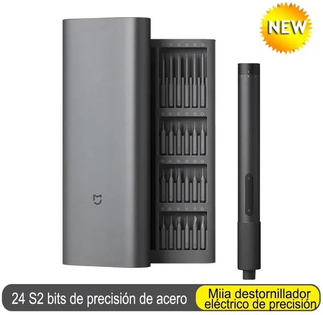 Xiaomi Mijia 전기 정밀 드라이버 키트 2 기어 토크 400 나사 1 Type-C 충전식 자기 알루미늄 케이스 박스, 01 검정색