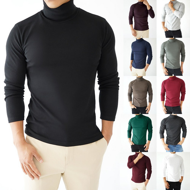고탄력 남자 목폴라 긴팔 티셔츠 목티 터틀넥 목폴라티