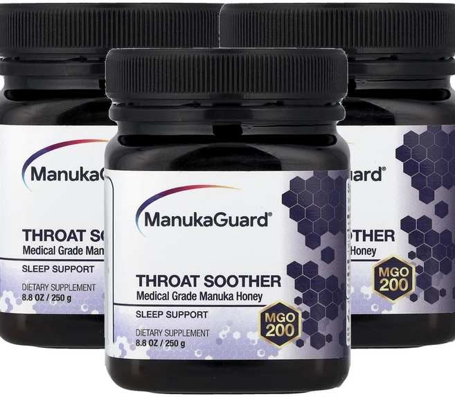 마누카가드 스로트 수더 마누카 허니 MGO 200 ManukaGuard Throat Soother Manuka Honey MGO 200 250g, 3개 - 쿠팡