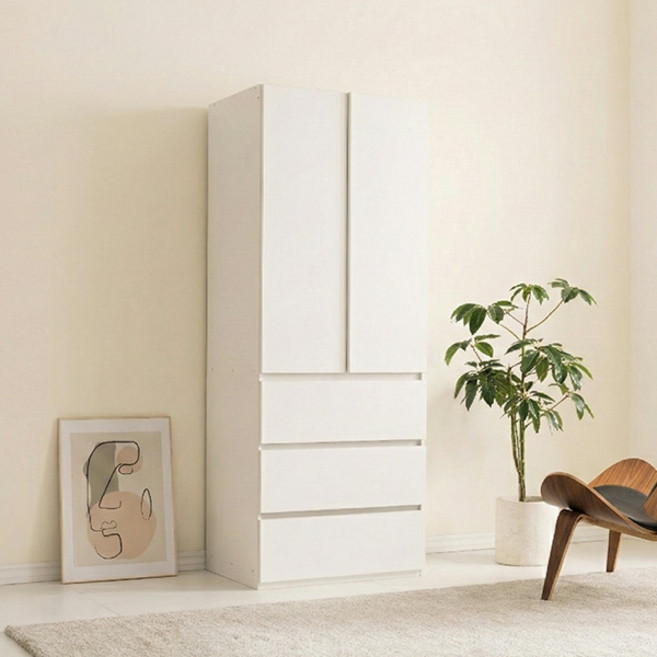[삼익가구]원더 3단 서랍형 키큰 옷장 800, 화이트