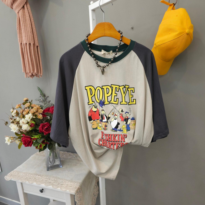 나그랑 뽀빠이 오버핏 반팔티 면100%