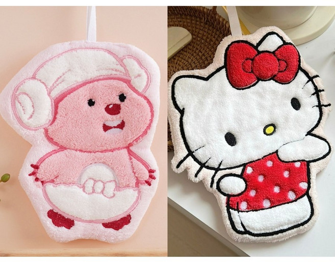 모던시스터즈 캐릭터 주방 욕실 행주 수건 루피 키티 마이멜로디 핸드타올 2종 세트, 루피와 키티, 1개