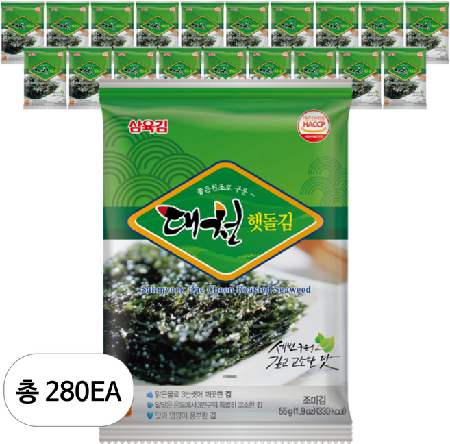 삼육김 대천 햇돌 전장김, 55g, 280개
