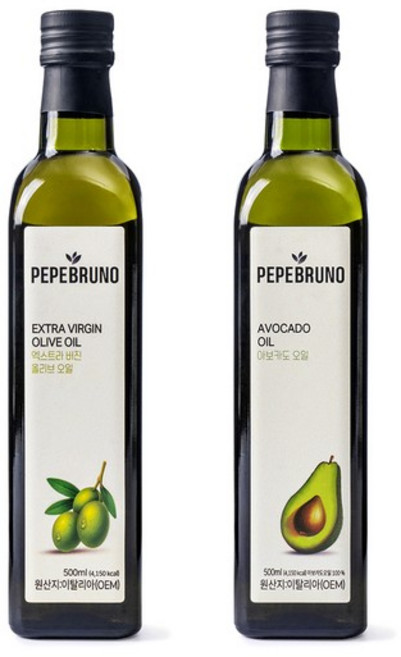 페페브루노 엑스트라버진 올리브 오일 250ml x1병 아보카도 오일 250ml x1병 세트, 없음, 1개