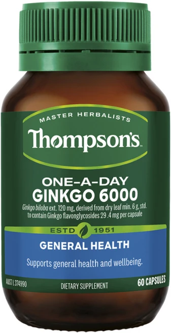 [타임세일]톰슨스 징코 은행잎 추출물 6000mg 60정, 1개 - 쿠팡
