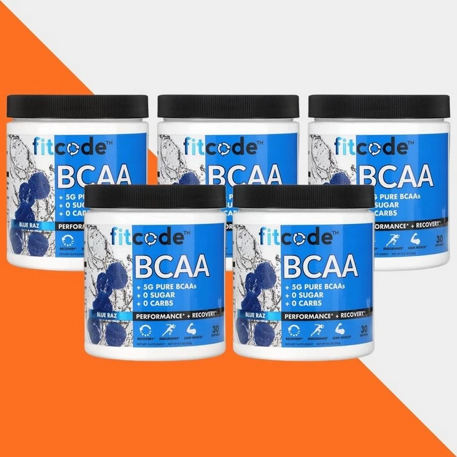 피트코드 BCAA 파우더 블루라즈맛 240g 분말 분지사슬아미노산 5개 - 쿠팡