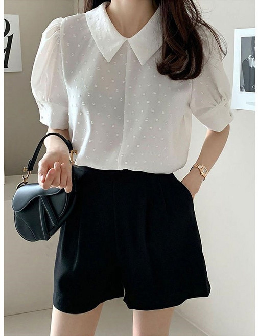 휠렉스 여성 오피스룩 반소매 오버핏 데일리 블라우스 PY35