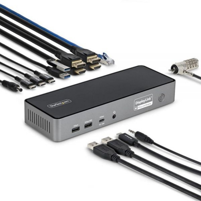 StarTech. com 트리플 모니터 USB-C 도킹 스테이션 맥북 M1 M2 M3 M4 및 윈도우용 4K 60Hz 디스플레이링크 도크 2.5GbE 2X HDMI DP