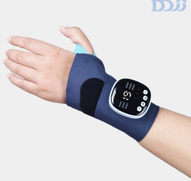 DDJJ 저주파 손목마사지기 ems 무선 손목안마 온열찜질기 충전식, 다크블루