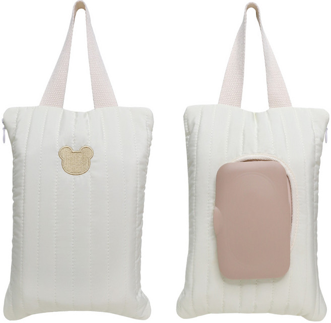 물티슈 파우치 케이스 외출용 가방 기저귀가방, 1개, 화이트옐로우