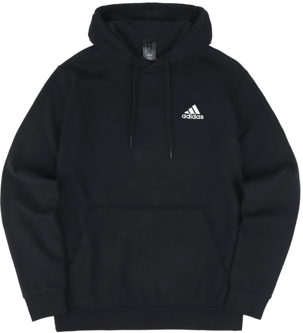 아디다스 남여공용 에센셜 플리스 후드티 블랙 GV5294 기모 후드 티셔츠