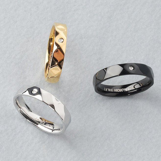 VARAM 4mm 크레센트 천연 다이아 반지 써지컬 316L 스틸