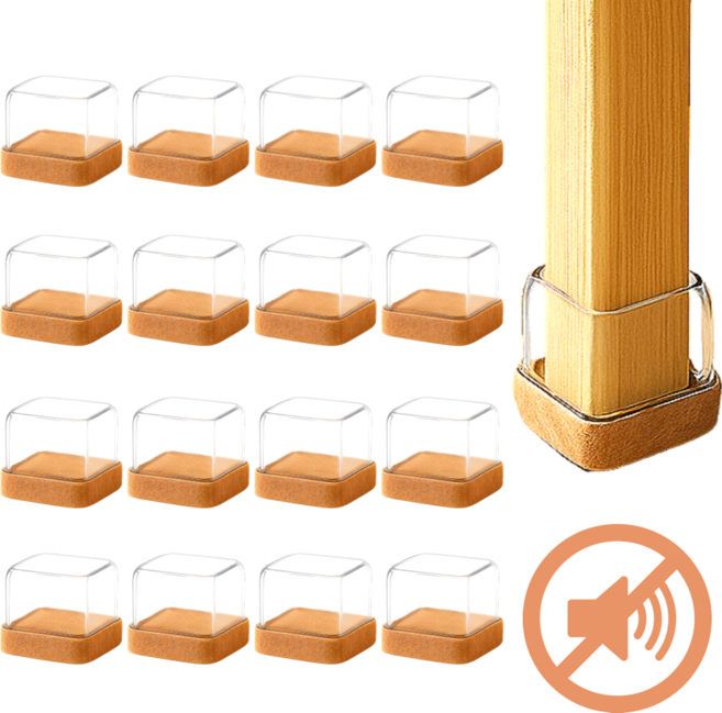 스마일플로우 평화로운 층간 소음 방지 긁힘 없는 의자 발커버, 브라운, 16개