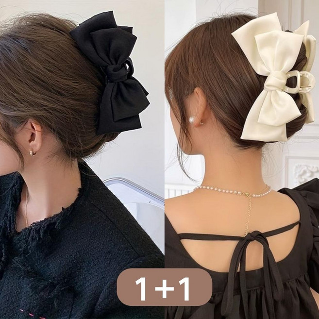 1+1 대왕 올림머리 리본 집게핀 15cm