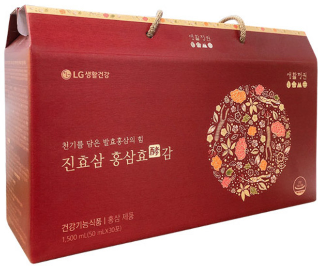 생활정원 진효삼 홍삼효감 1500ml (50mlX30포) 30일분 [발효홍삼 홍삼선물세트 홍삼즙 홍삼농축액], 30개, 50ml, 1.5L