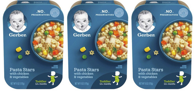 거버 파스타 스타 면어린이 식품 170g, 3개, 치킨 + 야채(Chicken + Vegetables)