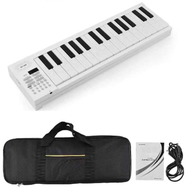 접이식 피아노 키보드 61 주요 휴대용 피아노 다기능 전기 피아노 키보드 초보자 십대 성인, White with gig bag
