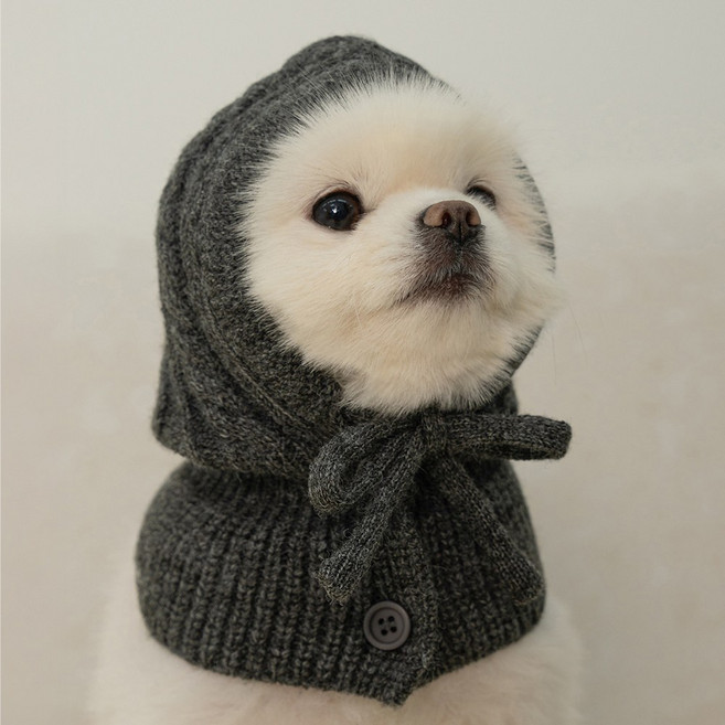 베일리펫 강아지 모자 겨울 귀마개 귀도리 바라클라바, 1개, 차콜