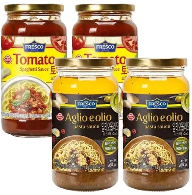 [오뚜기]프레스코파스타소스토마토 600Gx2병알리올리오 380Gx2병, 2개, 380g