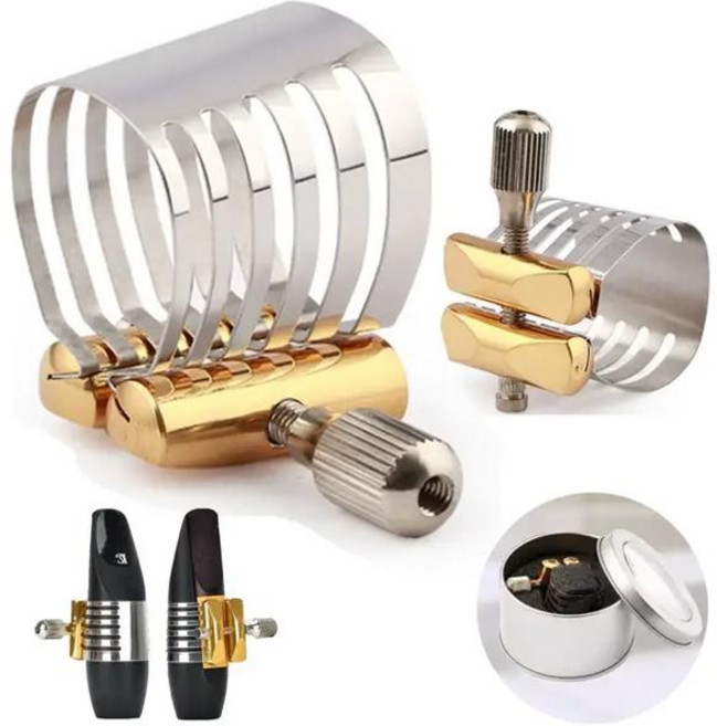 YOUZI 알토 색소폰 합자 마우스피스 클립 패스너 스테인레스 스틸 조절 클램프 보관함 포함, 01 Alto sax clip, 한개옵션1