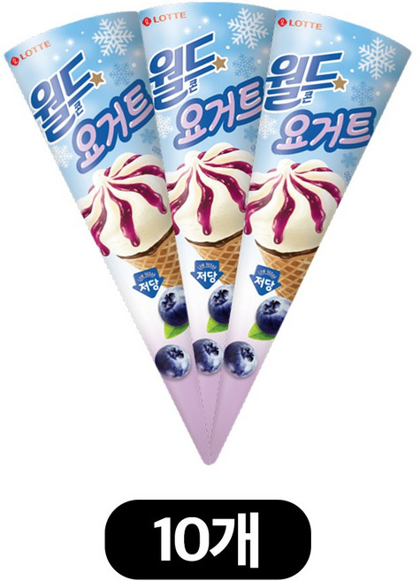 롯데 콘 아이스크림 월드콘 요거트 저당, 10개, 160ml