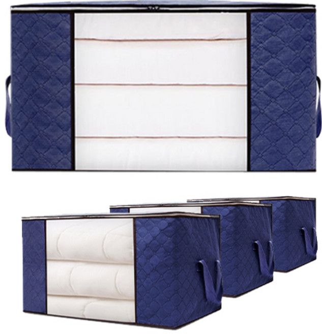 그리에티 패브릭 이불 옷 정리함, 4개, 네이비