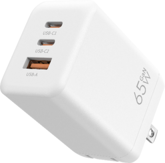Ai Home 65W氮化鎵快充頭，雙Type-C USB-A三口快充，可折疊便攜設計，多協議兼容, 1個, 65W-三口氮化鎵充電頭（不附線）