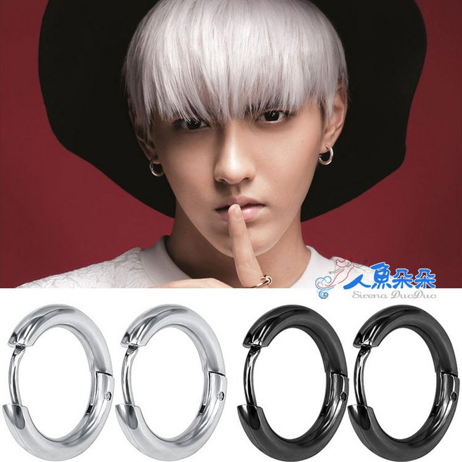 圓耳環 單支 不銹鋼耳環 鈦鋼 圓圈O型耳環 韓版中性鋼針簡約款 明星同款情侶飾品