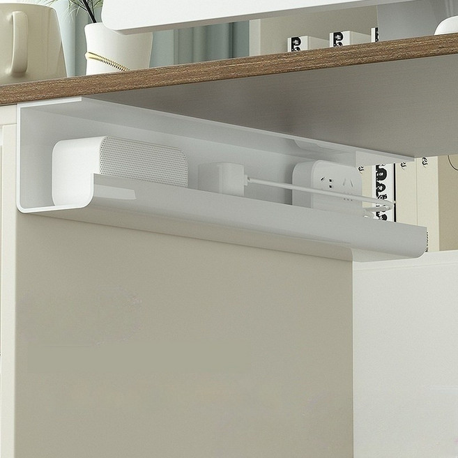 책상 아래 케이블 정리대 구멍 없이 설치 가능한 수납 박스H390, 1개, 흰색