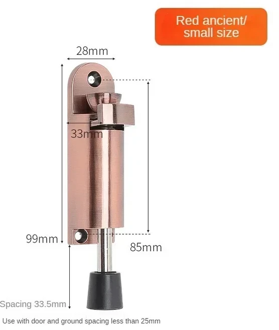 문짝지그 스프링로드 도어 스톱퍼 조정 가능한 위치 합금 헤비 듀티 홀더 중지 벽 보호기 홈, 01 RED ANTIQUESMALL