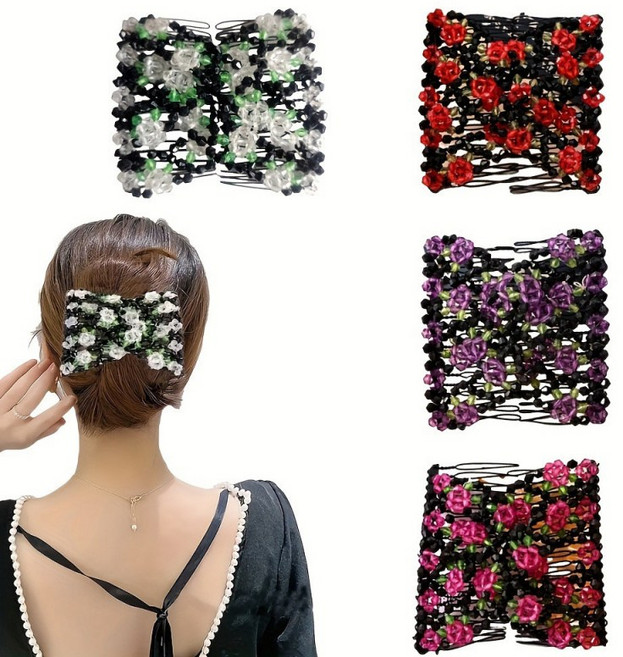 ZMBIRD 4종세트 예쁜 플라워 고무줄 헤어빗핀 올림머리 N1007