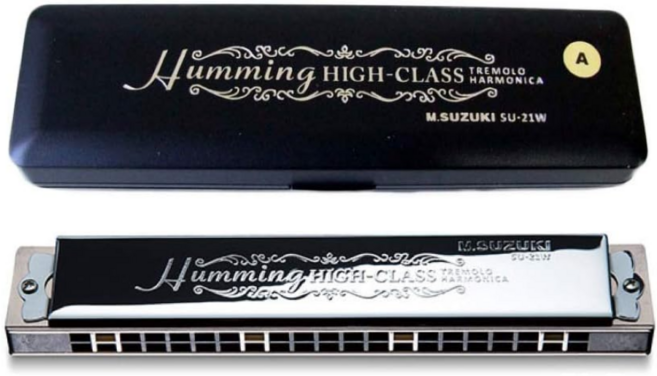 일제 스즈키 21홀 트레몰로 하모니카 허밍 하이클래스 C G A 키, Am, 1개
