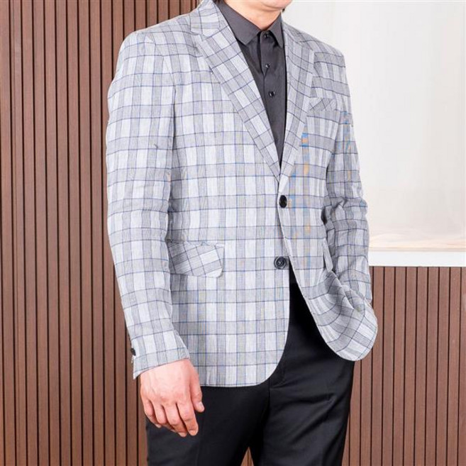 고급 남성 마 글랜 체크 스판 슬림 라인 자켓