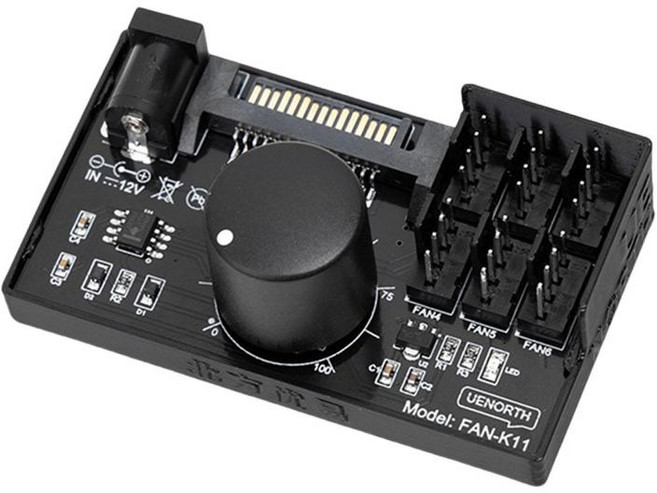 ZCD 4핀 12V PWM 팬 컨트롤러 4/6방향 컴팩트형 노브 포함 60W DC 팬 허브 전원 공급 CPU 케이스 및 PC 케이스 섀시용, 7x4x2.8cm, 페이지, 검은색