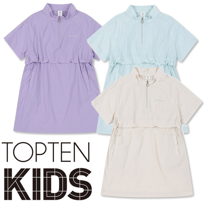 탑텐키즈 여아 여름부터 가을까지 입기 좋은 간절기 반집업 허리밴딩 스포티 반팔 데일리 원피스