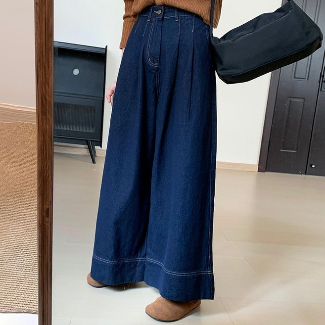 大尺碼牛仔褲 寬褲 闊腿褲 高腰寬松 舒適休閑長褲女