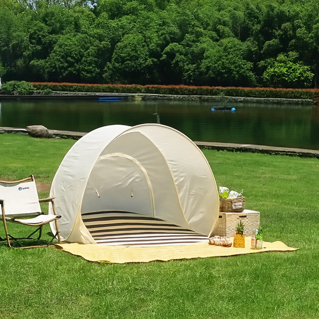 원터치텐트+바닥매트 세트 야외 캠핑 3~4인 공간 차양 휴대용 접이식 그늘막텐트 피크닉텐트