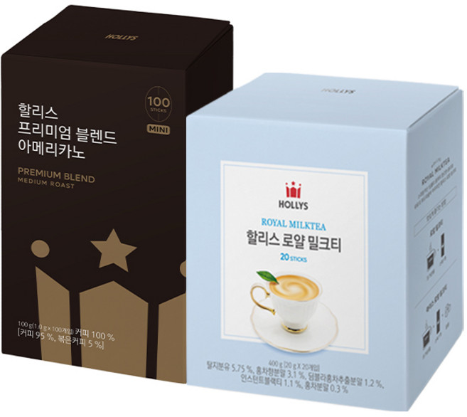 [할리스] 프리미엄 블렌드 아메리카노 100T + 로얄밀크티 20T