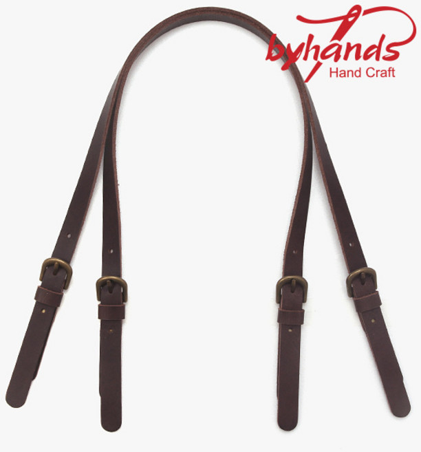 내추럴 고급 통가죽 버클 숄더 가방끈 가방핸들, 브라운, 2개