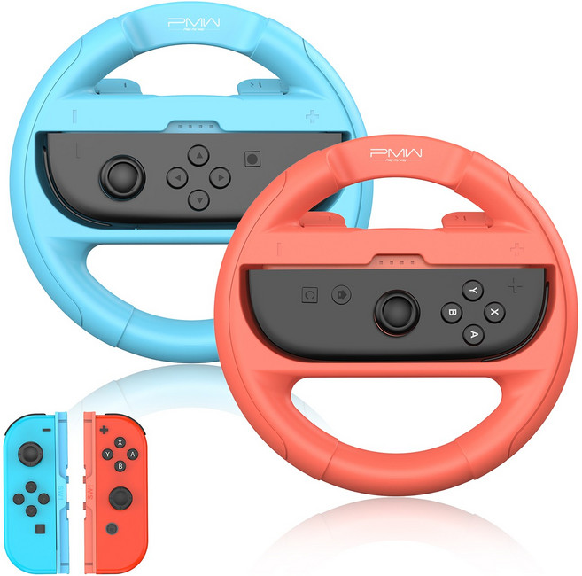 이이네 닌텐도 스위치 조이콘 레이싱 휠 스위치 1세대 2세대 호환 레이싱 핸들 닌텐도 스위치 조이콘 레이싱 휠 핸들 그립 스위치 스위치2 호환, 1세트, 오렌지&블루, L1143