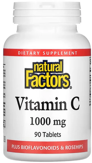 네츄럴팩터스 비타민 C 플러스 바이오플라보노이드 및 로즈힙 1 000mg 90정, 1팩 - 쿠팡