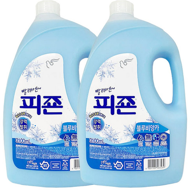 피죤 블루비앙카 3.1L 2개 섬유유연제 대용량 리필 용기 본품