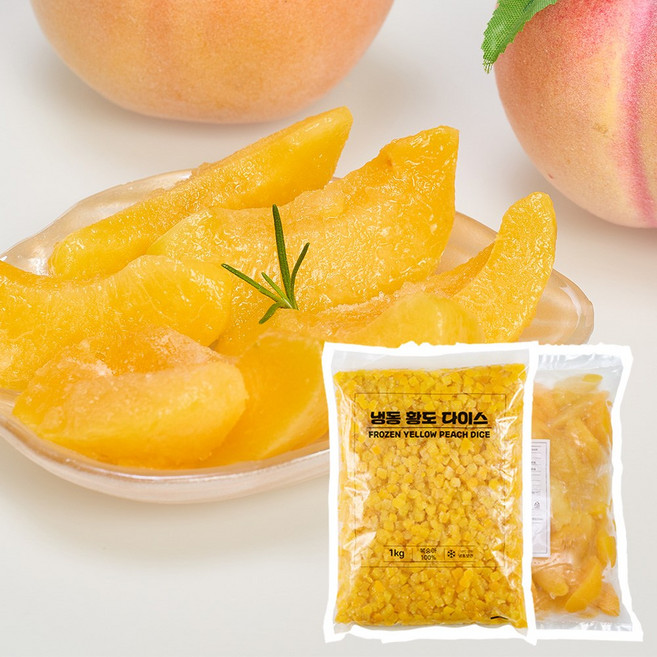 무첨가 100% 냉동 복숭아 1kg 황도 다이스 슬라이스, 2개, 냉동복숭아(슬라이스)