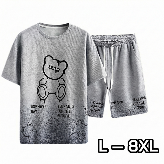 반팔티 반바지 오버핏 트레이닝 운동복 상하세트 빅사이즈남성의류 베이잉