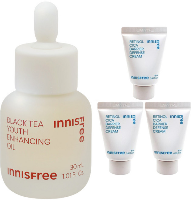 이니스프리 블랙티 유스 인핸싱 오일 30mL+(장벽크림10mlx3개 증정), 1개, 30ml
