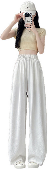 INSZEN 여성 캐쥬얼 아이스 와이드 팬츠 속건형 쿨링원단 밴딩 바지